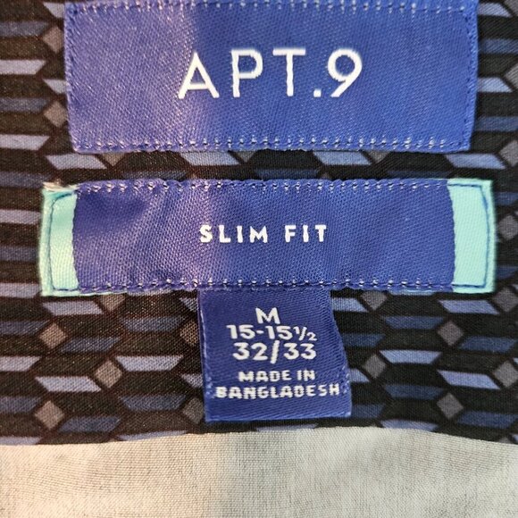 Apt. 9 Med men's dress shirt slim fit Blue and Black Pattern  NWT - Picture 5 of 7